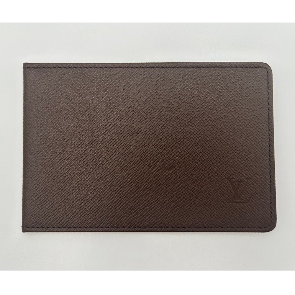 Louis Vuitton LV Taiga Deep Brown Leather Bifold ID Card Holder Wallet with COA
